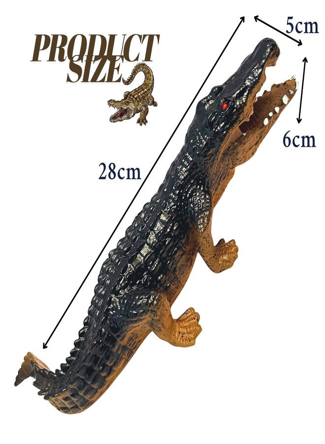 Mallexo Crocodile Action Figure Toy for Kids 3+| 1PC Realistic Alligator Toys for Boys and Girls with Choo-Choo Sound Detailed Reptile Wild Animal Figurine Education & Decor Item Birthday Gift(Black) - Image 2